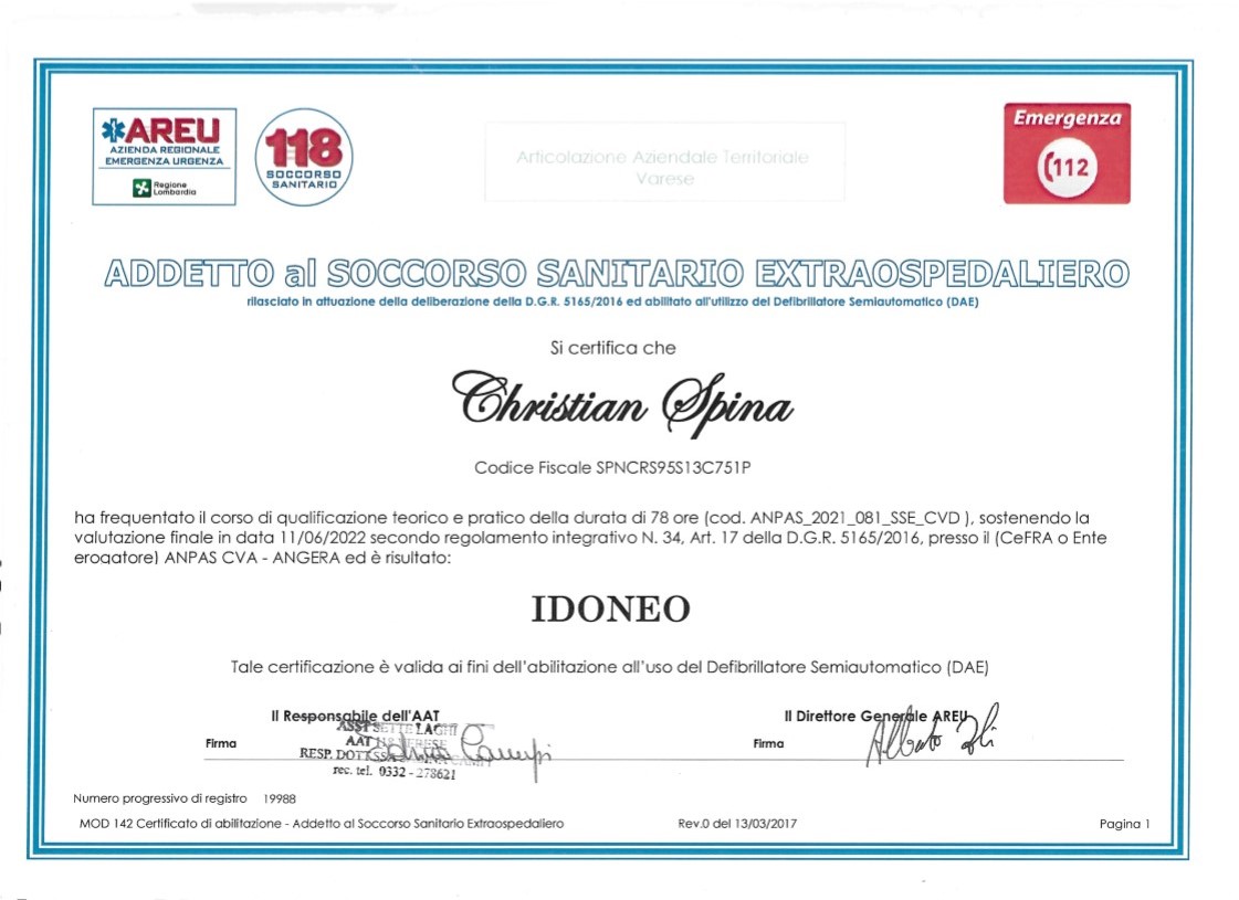 CVA - Addetto al soccorso sanitario extraospedaliero